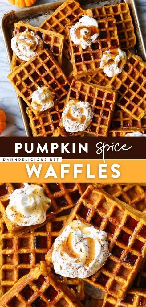 Pumpkin Spice Waffles, Pumpkin Recipe, Pumpkin Waffles, How To Make Pumpkin, The Best Breakfast, Fall Breakfast, Fall Food, Waffle Recipes, Breakfast Brunch Recipes