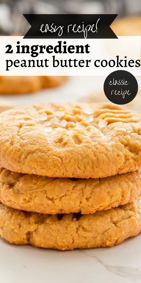 Insanely Easy 2 Ingredient Peanut Butter Cookies - Get your peanut butter fix with these delicious and Easy Peanut Butter Cookies! With just 2 ingredients and no flour, dairy, oil, or eggs required, these cookies are a snap to make. Perfect for satisfying your sweet tooth any time of day! Two Ingredient Peanut Butter Cookies, Sweet Recipes Easy 3 Ingredients, Peanut Butter Egg Cookies, Peanut Butter And Egg Cookies, Easy Cookie Recipes Without Eggs, 2 Ingredient Cookie Dough, Easy Recipes With Peanut Butter, Easy Recipes 3 Ingredients, Easy Desserts Without Flour