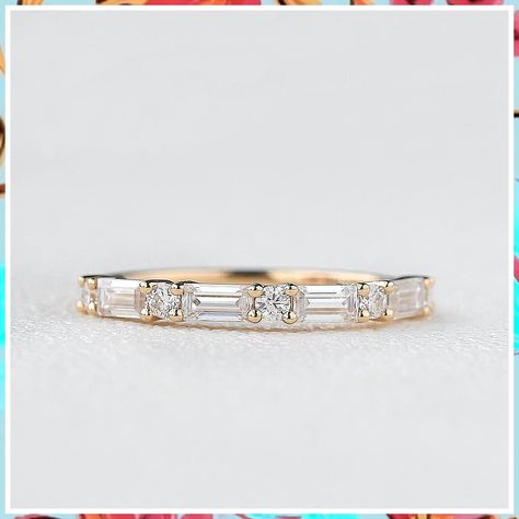 Wedding Bands - If you found what you love, it's very crucial that you act immediately - Visit For More! Gold Antique Ring, Beautiful Wedding Bands, Stacked Wedding Bands, Moissanite Band, Half Eternity Wedding Band, Moissanite Wedding Band, Solid Gold Band, Diamond Alternatives, Types Of Diamonds