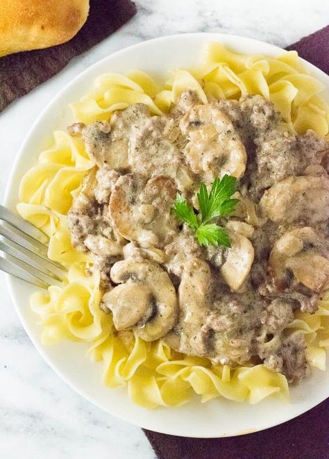 Ground Beef Stroganoff - Fox Valley Foodie Classic Beef Stroganoff Recipe, Beef Mushroom Stroganoff, Amazing Dinners, Easy Ground Beef Stroganoff, Best Beef Stroganoff, Dinner Suggestions, Beef Stroganoff Recipe, Beef Stroganoff Easy, Ground Beef Stroganoff