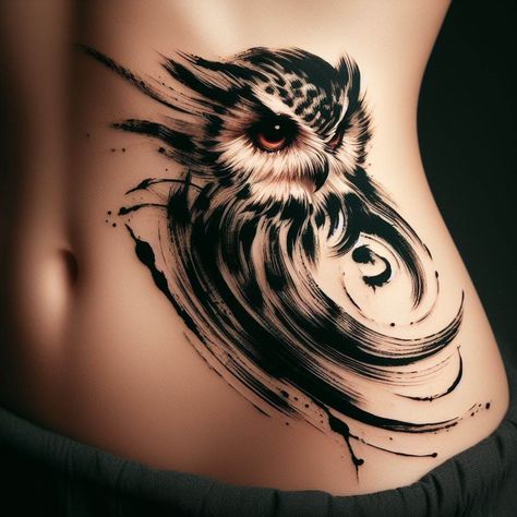 30 Owl Tattoo Ideas with Deep Meanings & Symbolisms: Your Ultimate Guide 🦉✨ - Laugh Lore Women’s Owl Tattoo, Lilith Owl Tattoo, Amazing Tattoos For Women Unique, Spooky Owl Tattoo, Gemini Animal Tattoo, Back Of Neck Tattoos For Women Cover Up, Owl Wrist Tattoo, Realistic Owl Tattoo For Women, Woodland Tattoo Sleeve