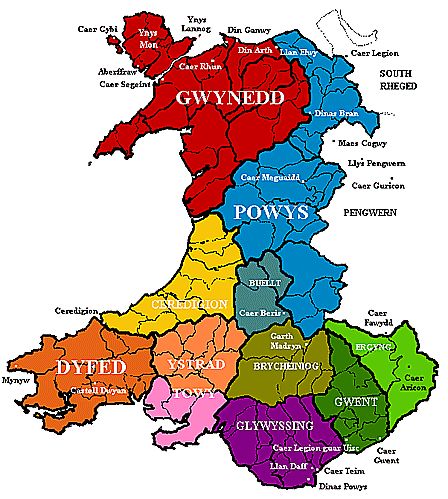 Map of Welsh Kingdoms 5h - 11th Centuries Welsh Ancestry, Learn Welsh, Wales Map, Map Of Britain, Imaginary Maps, Geography Map, Wales Travel, Uk History, Ancient Maps