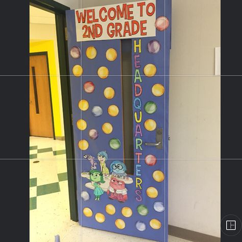 Inside Out Classroom Theme! Inside Out Classroom Door Decorations, Inside Out Door Decorations Classroom, Inside Out Door Theme, Character Theme Classroom, Inside Out Classroom Theme Bulletin Boards, Classroom Door Ideas Inside Out, Cartoon Classroom Theme, Inside Out 2 Classroom Theme, Inside Out Classroom Theme Ideas