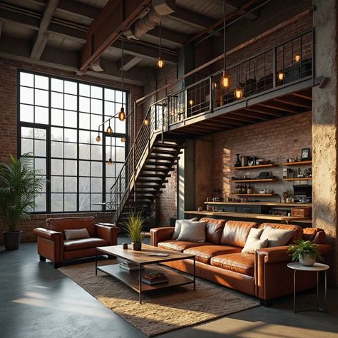 An interior designer or architect might choose an industrial design style for a variety of reasons, primarily because it offers a unique blend of raw, utilitarian aesthetics with a modern, edgy feel. Here’s why this style is often chosen: 1. Exposed Elements and Authenticity: Industrial design embraces materials typically hidden in other styles, like exposed brick, beams, ducts, and pipes. This gives a sense of honesty and authenticity, making spaces feel real, rugged, and character-filled... Industrial Homes Exterior, Modern Industrial Office Space, Industrial Home Exterior, Industrial Exterior Design, Industrial Homes, Modern Industrial Office, Industrial Office Space, Industrial Exterior, Industrial Design Style