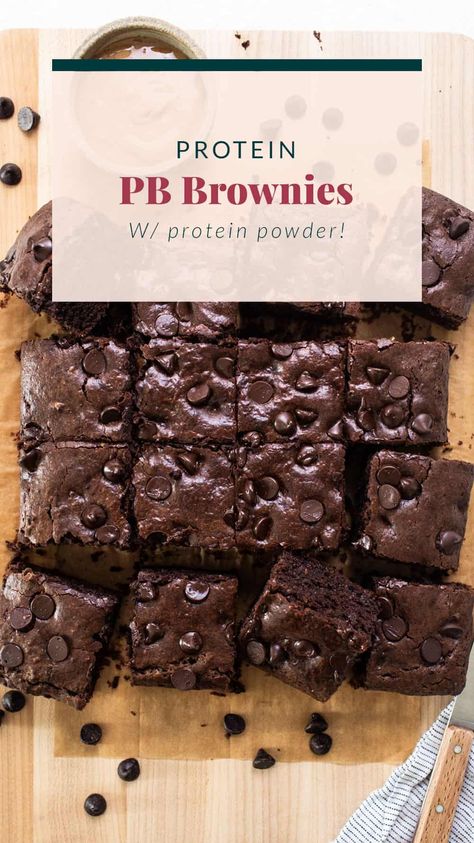 Flourless Peanut Butter Protein Brownies - Fit Foodie Finds Peanut Butter Protein Brownies, High Protein Brownie Batter, Peanut Butter Protein Dessert, Chocolate Protein Brownies, Pb2 Brownie Mix Recipes, Chocolate Protein Powder Desserts, Pb2 Brownies, Protein Brookies, Protein Powder Dessert Recipes