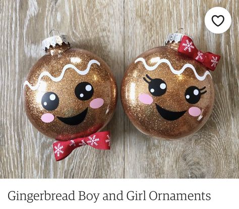 Gingerbread Boy And Girl, Christmas Diy Kids, Idee Cricut, Diy Christmas Ornaments Easy, Gingerbread Ornaments, Holiday Crafts Christmas, Christmas Ornaments Homemade, Christmas Ornament Crafts, Christmas Ornaments To Make