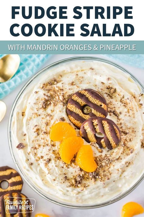 Mandarin Orange Salad With Cookies, Cookie Salad Recipe Mandarin Oranges, Mandarin Orange Cookie Salad, Midwest Dessert Salads, Cookie Salad Fudge Stripe, Cookie Salad Recipe, Oreo Cookie Salad, Salad With Mandarin Oranges, Fresh Veggie Recipes