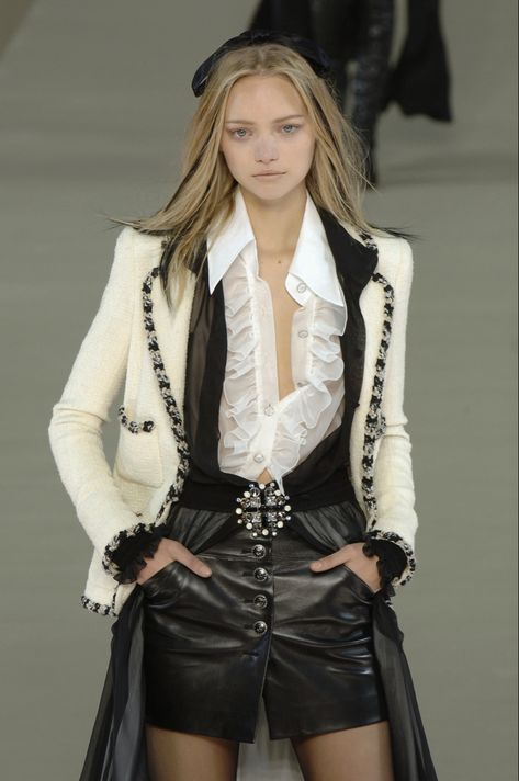 A Woman, Chanel, Tumblr, Skirt, Leather, White, Black