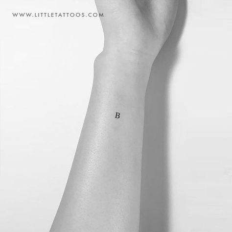 B Uppercase Serif Letter Temporary Tattoo (Set of 3) #Fonts 1372 B Tattoo Letter Initial, Tattoo Letter B, One Letter Tattoo, Letter B Tattoo Ideas, Kids Initial Tattoos, Letter B Tattoo, Small Letter Tattoo, Fine Tattoo, Fonts For Tattoos