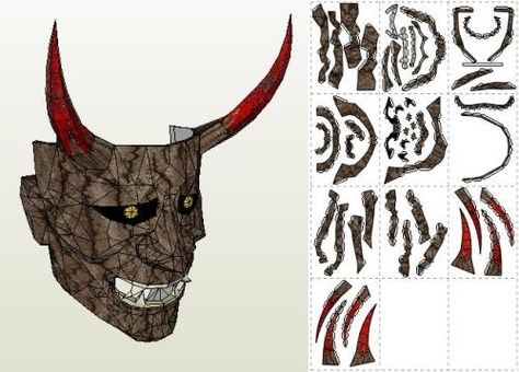 Hannya Theatrical Mask Paper Model - by Gankutsu-O-Taku - Máscara Japonesa Two Examples of the Real Thing The Hannya mask is a mask used in Japanese Noh theater, representing a jealous female demon or serpent. Oni Mask Template, Theatrical Mask, Japanese Hannya Mask, Papercraft Mask, Female Demon, Mask Paper, Hannya Mask, Simple Tattoos For Guys, Female Demons