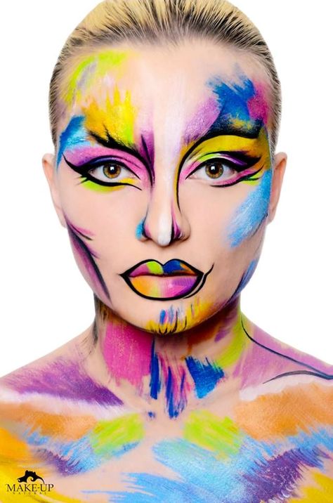 Colorful Body Painting, Circus Makeup, Fantasy Make-up, Drag Make-up, Pop Art Makeup, Media Makeup, Punk Makeup, High Fashion Makeup, Face Art Makeup