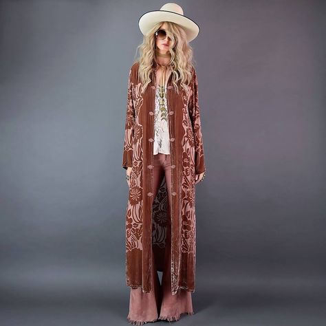 Eclectic Boho Fashion, Boho Duster, Women Long Cardigan, Mode Kimono, Estilo Hippie, Dusters, Rock Chic, Eclectic Fashion, Velvet Fashion