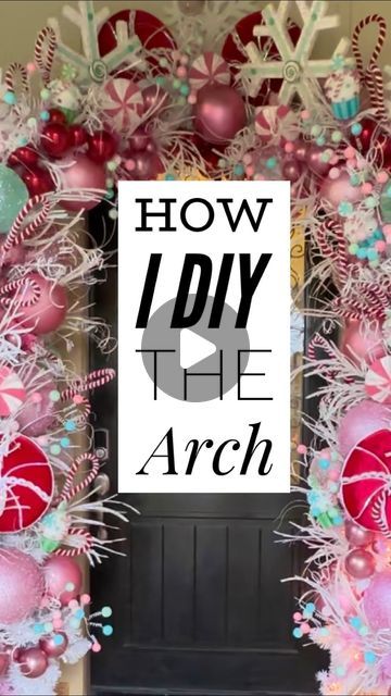 Ba Bam Wreaths on Instagram: "DIY an arch…. No problem😉 You just need 2 skinny trees and a wreath base….. plus crates for height. This is my formula…. It holds up…. Been doing this for many seasons. I hope this helps you in your holiday decor. Please stay tuned to see more videos on the steps to decorating my entry for Christmas.🎄🩷�🎄 #diychristmas #christmasdecor #christmastree #christmasdecorations #frontporchentry #holidaydecor #arch #homedecor #diy #babamwreaths" Ornament Arch Diy, Christmas Tree Arch, Ba Bam Wreaths, Mesh Garland, Christmas Arch, Christmas Decorations Wreaths, Wreath Base, Diy Tree, Please Stay