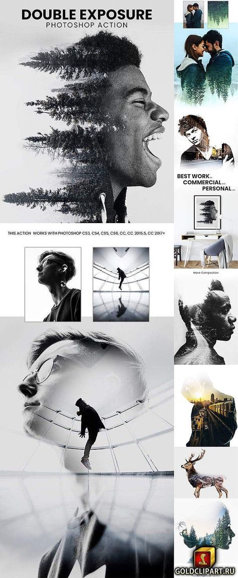 Double Exposure Photoshop Action 23097819 Photoshop ATN | 12 mb Create a wonderful effect of double exposur in a few seconds with professional result. It is #photoshop #photoshoptutorial #photoshoptips #photoshoptricks #photoshopideas #photoshopeffects #photoshopdigitalbackground #photoshopshortcut #photoshopstyles Surreal Photoshop, Double Exposure Photoshop Action, Double Exposure Photoshop, Ideas For Photography, Photoshop Tutorial Graphics, Cool Photoshop, Best Photoshop Actions, Double Exposition, Double Exposure Photography