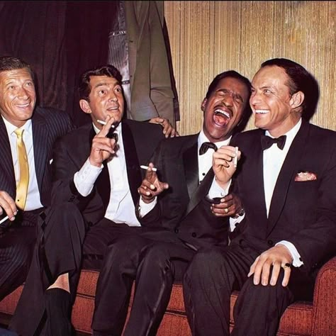 Jan Murray, Dean Martin, Sammy Davis, Jr. and Frank Sinatra Sonny Corleone, The Rat Pack, Joey Bishop, Sammy Davis Jr, Colorized Photos, Rat Pack, History Images, Dean Martin, Actrices Hollywood