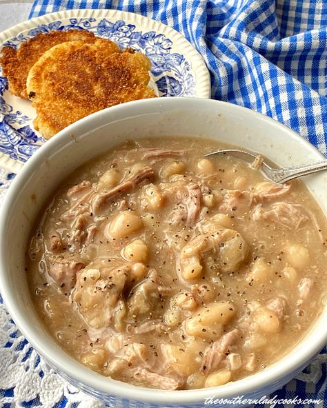 Crock Pot Pork Roast, Fried Cornbread, Crockpot Pork Roast, Beans In Crockpot, Crock Pot Pork, White Bean Recipes, The Southern Lady Cooks, Southern Lady Cooks, Soup Beans