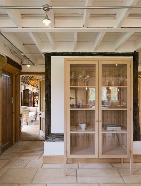 The beautiful Glazed Sebastian Cox Freestanding Cupboard with lovely woven back panels and little copper details Freestanding Cupboard, Lavender Kitchen, Small Kitchen Redo, Mountain Field, Freestanding Cabinet, Bold Kitchen, Kitchen Design Pictures, Devol Kitchens, Pantry Cupboard