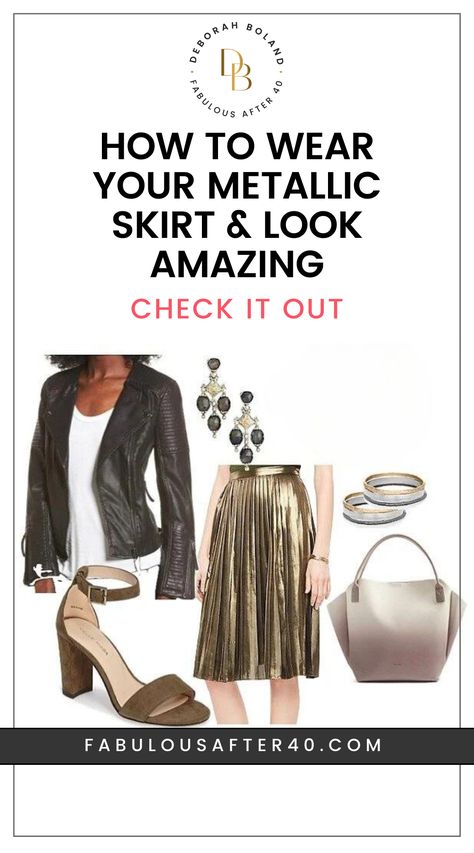 Get ready for some serious shine with these fabulous metallic skirt outfit ideas 🌟! Explore the endless possibilities of styling silver, gold, and pleated skirts with our ultimate guide 💃. Make a statement that's hard to miss with these eye-catching looks 😍. Click here to check it out 👉. Pleated Skirt Style Ideas, Metallic Maxi Skirt Outfit, Gold Skirt Outfit Metallic, Silver Pleated Skirt Outfit, Metallic Pleated Skirt Outfits, Gold Skirt Outfit, Metallic Skirt Outfit, What To Wear At Home, Affordable Winter Outfits