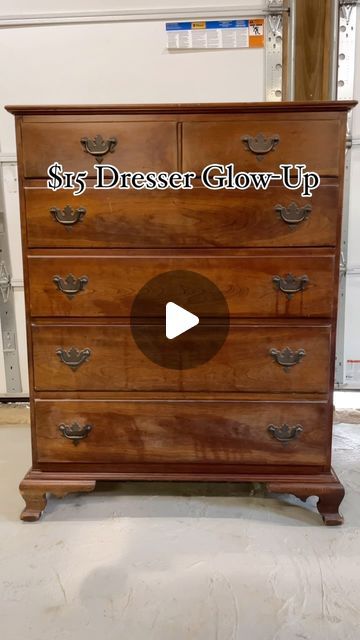 Meryem | Furniture Refinishing & DIYs on Instagram: "Yes that’s right , I got this cherry  wood dresser for $15 and I country part with it and kept it 💙 I painted midnight blue by @fusionmineralpaint and spray the top with clear shellac spray by  @zinsser .  Stay tuned for the next  makeover 😊.   . . . #FurnitureFlip #DresserMakeover #DIYFurniture #UpcycledFurniture #FurnitureRestoration #ThriftFlip #BeforeAndAfter #homedecor" Paint Chest Of Drawers Ideas, Cherry Furniture Makeover, Painted Chest Of Drawers Ideas, Tall Dresser Makeover, Dresser Makeover Ideas, Cherry Wood Dresser, Dresser Makeover Diy, Refinished Dresser Diy, Refinished Dresser