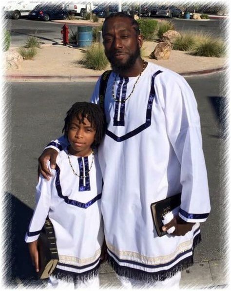 Solid white, cotton, men's drop shoulder Tunic with fringe and trim the colors of your choice as well as gold & blue doubled borders above fringes.  Please order now. See link to order. SUPPORT Hebrew Israelite businesses!! #HebrewIsraelites spreading TRUTH. GatheringofChrist.org GOCC on Youtube. Praise the Most High God AHAYAH (I AM, exodus 3:13-15 and His Holy Son the Messiah YASHAYA (MY SAVIOR, Matthew 1:21) Christ... #GOCC #AHAYAH #YASHAYA Hebrew Clothing Men, Hebrew Israelite Clothing Men, Ahayah Yashaya, Israelite Fashion, Hebrew Clothing, Hebrew Israelite Clothing, Matthew 1 21, Exodus 3, Matthew 1