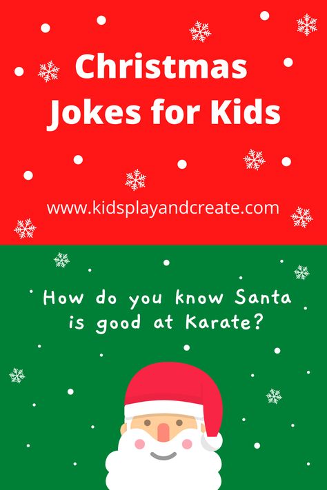 How do you Santa is good at Karate? Because he has a black belt of course! Check out these funny kid friendly Christmas jokes for kids! These jokes are perfect for elementary school students. #christmasjokes #christmasjokesforkids Christmas Jokes For Kids, Christmas Riddles, Funny Christmas Jokes, Holiday Jokes, Lunchbox Jokes, Lunch Notes, Christmas Cards Kids, Funny Santa Claus, Christmas Jokes