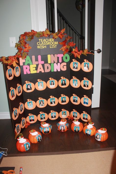 Scholastic Book Fair Fall 2022 Theme, Fall Book Fair Decorations, Teacher Wish List, Teacher List, Scholastic Book Fair, Fall Reading, Teacher Books, Fallen Book, Library Ideas