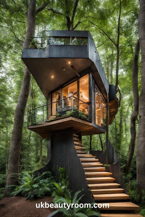 Tiny House Tree House, House Around Tree, Tree House Floor Plans, Tree House Architecture, Tree House Cabin, Treehouse Architecture, Tree House Ideas, House With Trees, Treehouse Ideas