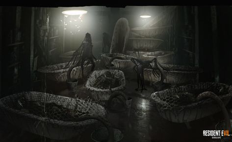 ArtStation - Resident Evil 7 Concept Art, Ward Lindhout Resident Evil Vii, Resident Evil 7 Biohazard, Resident Evil 7, Game Concept Art, Urban Environment, Environment Concept Art, Horror Game, The Bathroom, Resident Evil