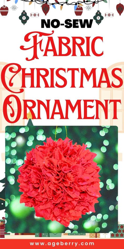 Create a festive No-Sew Fabric Christmas Ornament with this easy and fun tutorial. If you're looking for a quick and creative holiday project, this guide is perfect for you. You’ll learn how to make beautiful, personalized ornaments using fabric and simple crafting techniques—no sewing required! This tutorial covers all the materials you need, such as fabric scraps, stuffing, and decorative elements, along with step-by-step instructions. Fleece Ornaments Diy, Christmas Ornaments Fabric Diy, No Sew Memory Ornaments From Clothing, Easy Fabric Crafts No Sew, Fabric Scrap Projects No Sew, Diy Fabric Covered Ornaments, No Sew Quilted Christmas Ornaments, No Sew Ornaments Fabric Balls, Fabric Scrap Ornaments