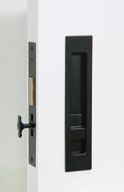 HB 690 : Sliding Pocket Door Privacy Lock Set Black Pocket Door, Windows Inspiration, Australian Homestead, Pocket Doors Bathroom, Modern Sliding Door Hardware, Pocket Door Handles, Homestead Style, Door Handle With Lock, Pocket Door Pulls