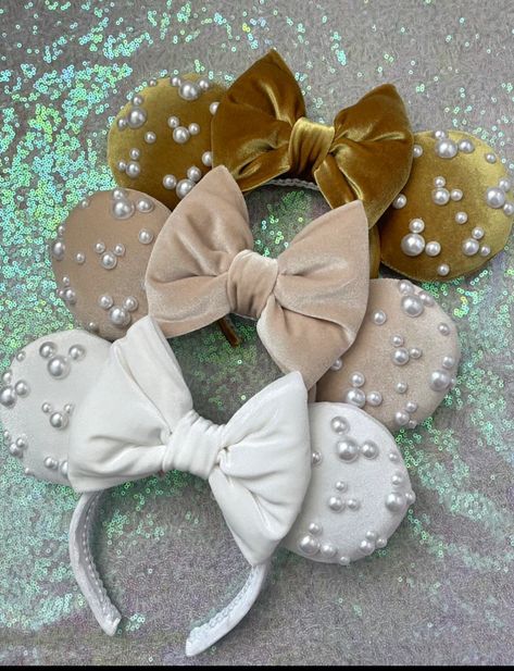 Velvet Minnie Ears, Pearl Disney Ears, Handmade Mickey Ears, 21st Birthday Mickey Ears, Bridal Mickey Ears, Pearl Mickey Ears, Disney Ear Headbands, Birthday Minnie Ears, Custom Minnie Ears