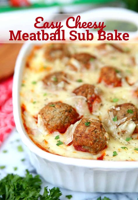 Meatball Sub Bake, Meatball Sub Casserole, Cheesy Meatballs, Meatball Sub, Meatball Subs, Minced Meat, Easy Cheesy, Easy Casserole Recipes, Easy Casserole