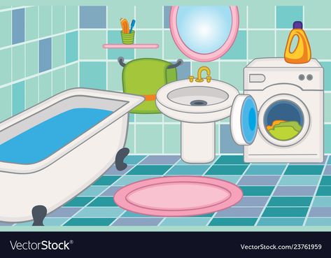 Bathroom Clipart, Bathroom Illustration, Interior Vector, Icon Bathroom, Cartoon Bathroom, Shower Images, Images Cartoon, Bathroom Cartoon, Bathroom Wall Decor Art