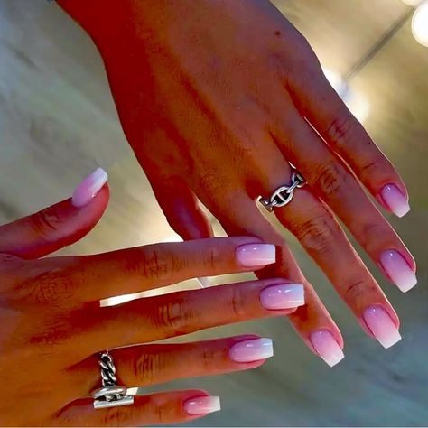 Pink And White Nails With Design, Square Pink Nails Ideas, Dark Pink And White Ombre Nails, Pink And White Sns Nails, Fall Nail Designs Dip Powder, Simple Birthday Nail Ideas, White Nails With Pink Tips, Christmas Ombré Nails, Pink And White Ombre Nails With Glitter