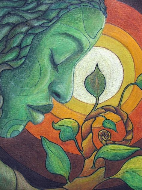 Mother Earth Drawing, Earth Day Drawing, Drawings With Meaning, Mother Earth Art, Earth Drawings, Spiritual Paintings, The Awakening, Watercolor Pencil, Pastel Paper