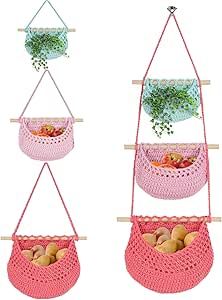 Hanging Fruit Basket, Basket For Kitchen, Hanging Fruit Baskets, Over The Door Organizer, Decorative Storage Baskets, Wall Hanging Basket, Fruit Holder, Bohemian Coastal, Door Organizer