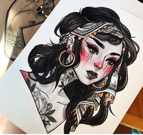 Jacquelin Deleon, Using Gold Leaf, The Fortune Teller, Wall Art Gold Leaf, Good Photo, Cartoon Girl Drawing, Arte Sketchbook, Witch Art, Fortune Teller