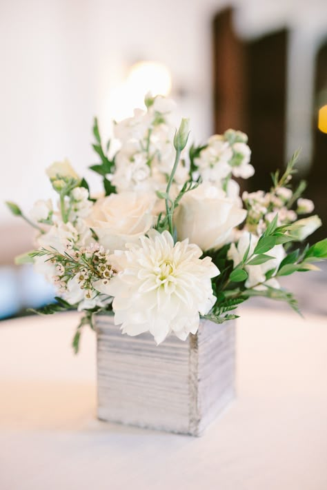 Simple centerpiece perfect for a baby shower or celebration! Wooden Box with white flowers and greenery. Willowdale Estate, a weddings and events venue north of Boston, Massachusetts. WillowdaleEstate.com | Shane Godfrey Photography Shower Flowers, White Flower Arrangements, Bridal Shower Centerpieces, Simple Centerpieces, Wedding Floral Centerpieces, Flowers Centerpieces, Baby Shower Flowers, Wedding Centerpieces Diy, Shower Centerpieces