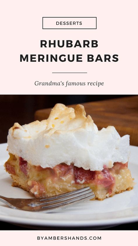 Meringue Clouds, Rhubarb Squares, Meringue Bars, Rhubarb Custard Bars, Recipes Rhubarb, Rhubarb Desserts Recipes, Rhubarb Meringue, Best Rhubarb Recipes, Rhubarb Bars