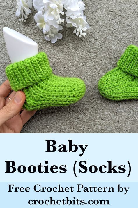 Learn how to crochet booties (socks) for a newborn baby. Simple cuties to make for the baby that just started exploring our world. #crochetbabybooties #crochetbooties #crochetbabysocks #crochetsocks #crochettutorials #crochetpattern #crochet Crochet Preemie Socks Free Pattern, Free Crochet Patterns For Easy Baby Booties, Baby Slippers Crochet Pattern Free, Baby Socks Crochet Pattern Free, Newborn Crochet Booties Free Pattern, How To Crochet Baby Booties, Free Baby Booties Crochet Pattern, Easy Baby Booties Crochet, Baby Boy Crochet Patterns Free