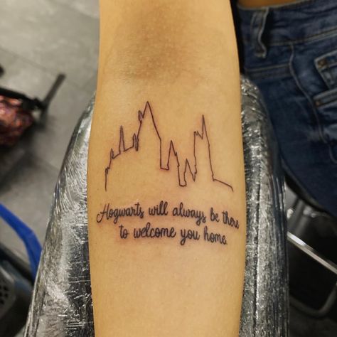 Except saying Hogwarts is my home All Was Well Tattoo Harry Potter, Hogwarts Is My Home Tattoo, Hogwarts Will Always Welcome You Home, Harry Potter Tattoos Sayings, Harry Potter Phrases Tattoo, Harry Potter Mirror, Mirror Tattoos, Harry Potter Tattoo, Harry Potter Tattoos