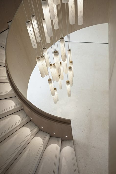 Weinan Vanke Town Sales Center by ONE-CU Interior Design Lab سلالم حلزونية, Stairs Entryway, Ware House, Stairs Design Interior, Church House, Stair Railing Design, Residential Development, Staircase Lighting, Stair Handrail