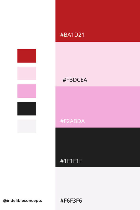 Pink And Red Pallete Color, Black Red Pink Color Palette, Hot Pink And Red Color Palette, Black White Pink Red Color Palette, Pink Red Black Aesthetic, Black White Pink Branding, Red Black Pink Aesthetic, Black Pink Palette, Pink And Black Colour Palette