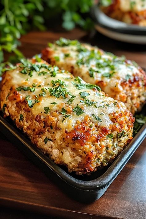 Try these mini Garlic Parmesan Chicken Meatloaves for a tasty twist on a classic! Juicy, cheesy, and bursting with garlic flavor, they’re perfect for busy weeknights or meal prep. Your next favorite meal is just a click away! #chickenmeatloaf #garlicparmesan #easydinnerrecipes #chickenrecipes #weeknightdinner #mealprepideas #homemademeatloaf #comfortfood #parmesanrecipes #familydinnerideas Chicken Loaf Recipe Best Meatloaf, Chicken In A Loaf Pan, Chicken Loaf Recipe, Mini Chicken Meatloaf, Garlic Parmesan Chicken Meatloaves, Garlic Parmesan Chicken Meatloaf, Individual Meatloaves, Loaf Pan Chicken, Chicken Parmesan Meatloaf