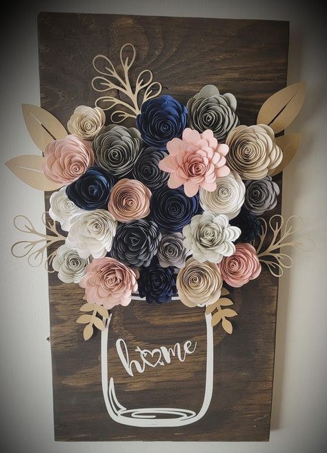 Cricut Wedding Flowers, Cricut Projects For Boyfriend, Floral Shadow Box Ideas, Cricut Flower Projects, Paper Flowers Projects, Cardstock Cricut Projects, Cricut Shadow Box Ideas, Cricut Paper Projects, Rose Cricut