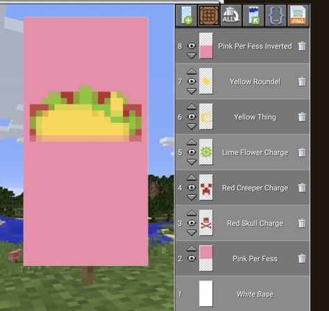 Chicken Banner Minecraft, Food Banner Minecraft, Sztandary Minecraft, Cute Minecraft Banner Ideas, Mc Banner Designs, Cute Minecraft Banner Designs, Minecraft Flag Design, Cute Banner Designs Minecraft, Minecraft Banner Ideas