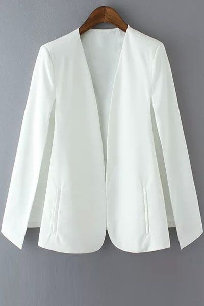 Solid Color Cape-Style Blazer White Cape Blazer, Casual Cape, White Cape, Cape Blazer, Cape Jacket, Cape Style, Casual Outerwear, Latest Street Fashion, Cape Coat