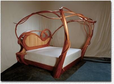 Art Nouveau Nortica Bed, this bed is laminated and custom carved out of mahogany and oak. This is a very amazing and interesting piece of furniture. Without a doubt a unique bed.  Www.briggssculpture.com http://artnouveauanddeco.tumblr.com/post/6688048732/the-nortrica-bed 1890s Interior, Bedroom 2023, Nouveau Furniture, Art Deco Bed, Amazing Furniture, Unusual Furniture, Art Nouveau Furniture, Art Nouveau Architecture, Carving Wood