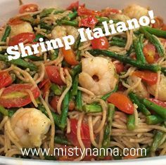 Fit for Life: Shrimp Italiano!...21 Day FIxed Approved!!  OMG....this recipe will make your house smell AMAZING!!! Oh how I love garlic!! My dad would be proud! The flavor is unbelievable!! It tastes like it came straight from an Italian restaurant! Mangia, mangia!!! www.mistynanna.com 21 Day Fix Vegetarian, Make Your House Smell Amazing, Beachbody Challenge, 21 Day Fix Diet, Fit For Life, 21 Day Fix Meal Plan, Paleo Dishes, Beachbody Recipes, Wheat Pasta