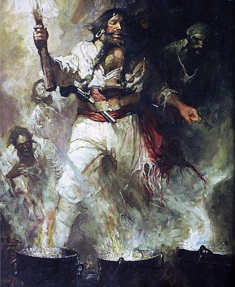 Blackbeard, the Most Fearsome Pirate of all Treasure Island Robert Louis Stevenson, Real Pirates, Pirates Costume, Top Villains, Pirate Cove, Pirate History, Famous Pirates, Edward Teach, Golden Age Of Piracy